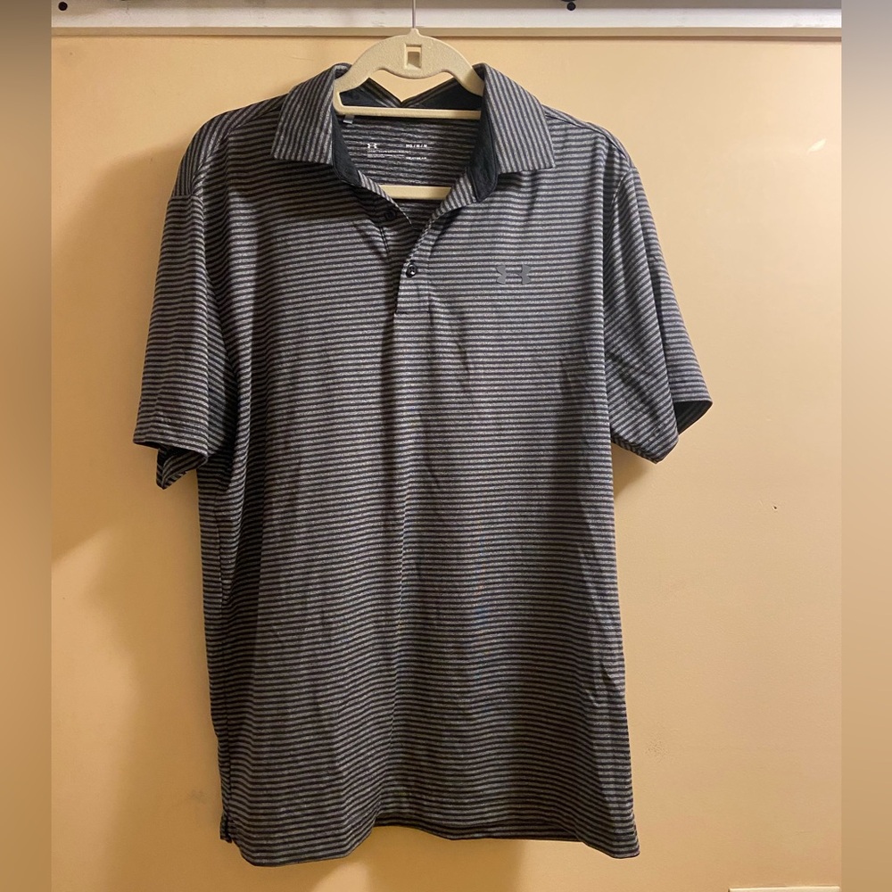 Under Armour Gray & Black Striped Performance Polo Shirt